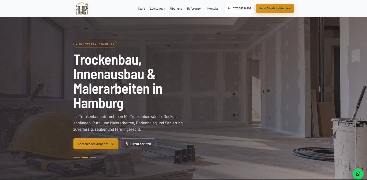 Neue Website von Golden Haus nach dem Relaunch durch Erbini